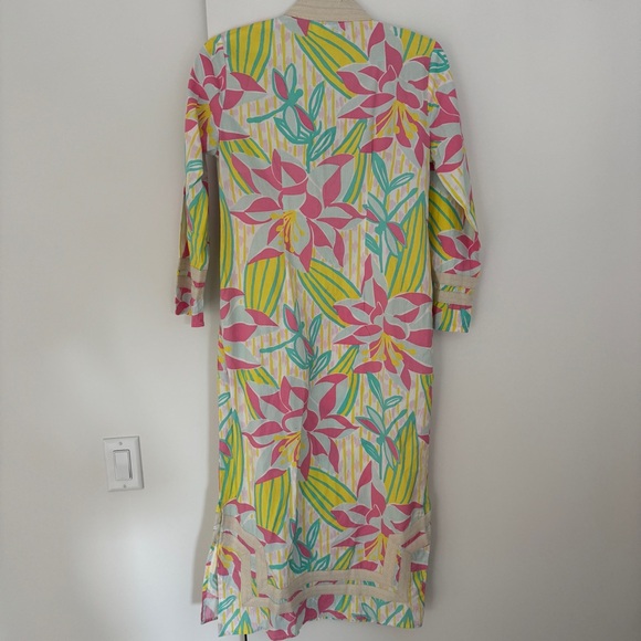 Sail to Sable Long Sleeve Maxi Tunic Dress - Pastel Palm Print - Picture 2 of 8